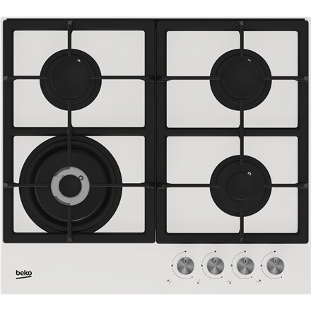 BEKO Hob , HILW64225SW , Gas , Number of burners/cooking zones 4 , Knob , White