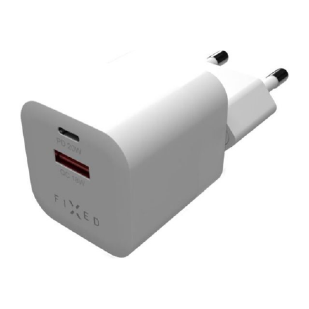 Fixed Mini USB-C/USB Travel Charger 20W , FIXC20M-CU-WH