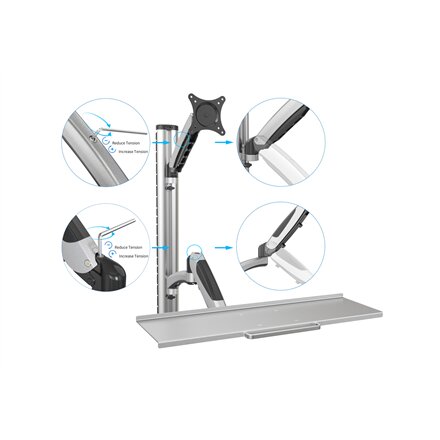 Digitus , Wall mount , Workstation , Adjustable Height, Tilt, Swivel , 27 , Maximum weight (capacity) 6 kg , Silver