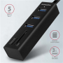 AXAGON SuperSpeed USB-A Hub and Card Reader , HMA-CR3A