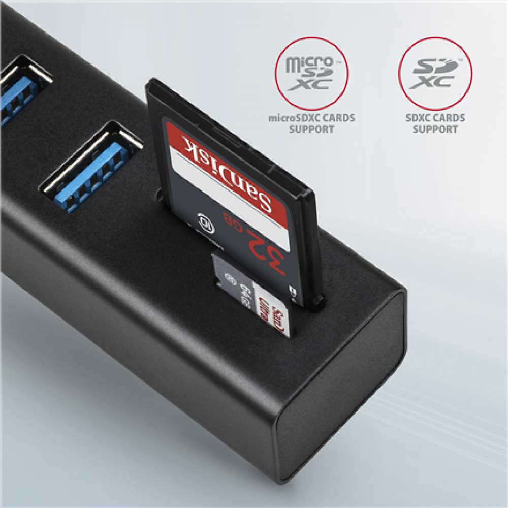 AXAGON SuperSpeed USB-A Hub and Card Reader , HMA-CR3A