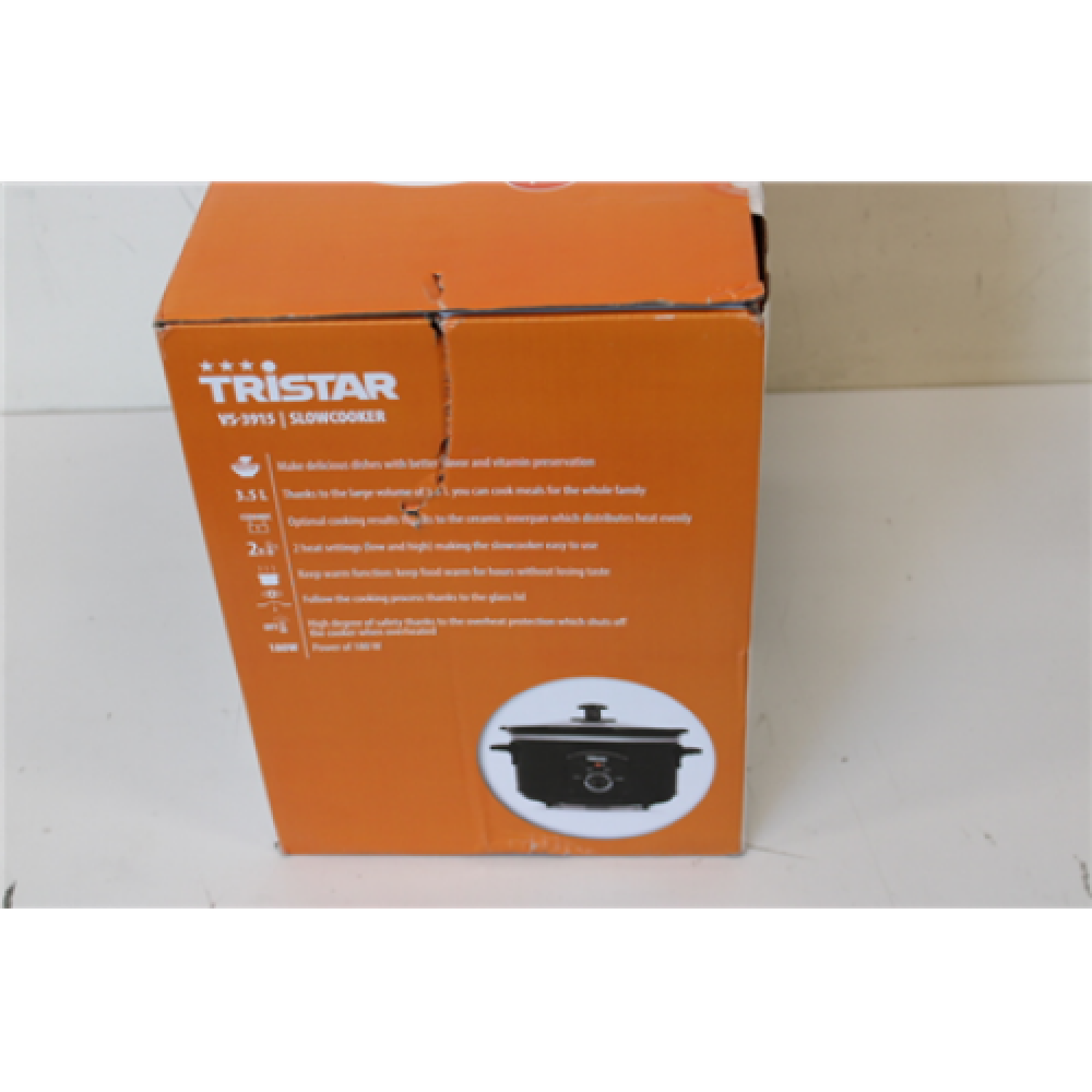 SALE OUT. Tristar VS-3915 Slowcooker, Black Tristar Slowcooker VS-3915 180 W, 3.5 L, Number of programs 3, Black, DAMAGEN PACKAGING