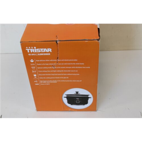 SALE OUT. Tristar VS-3915 Slowcooker, Black Tristar Slowcooker VS-3915 180 W, 3.5 L, Number of programs 3, Black, DAMAGEN PACKAGING