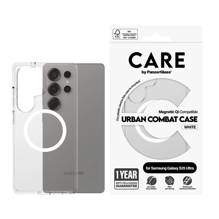CARE Back protection , Samsung , Galaxy S25 Ultra , Recycled plastic , White