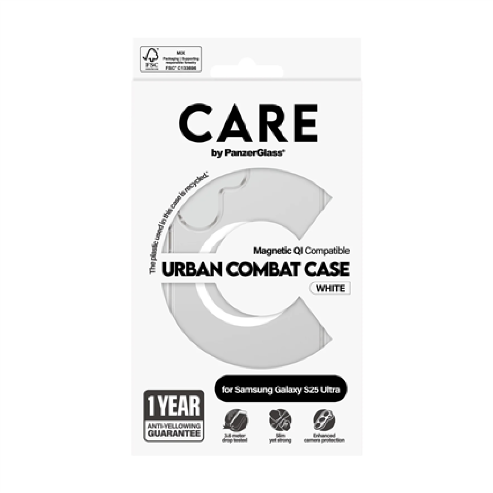 CARE Back protection , Samsung , Galaxy S25 Ultra , Recycled plastic , White