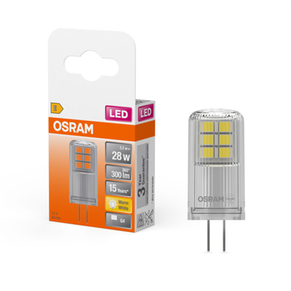 Osram LED PIN 12V Clear 28 non-dim 2.2W/827 G4 bulb , Osram