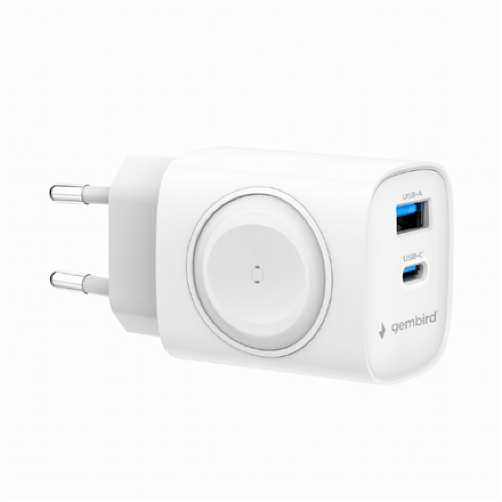 Gembird 2-in-1 20 W Apple Watch and Phone Fast Charger , TA-UC-PDQCW20-01-W
