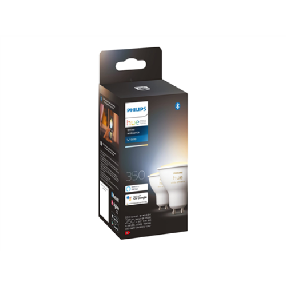 Hue WA 4.3W GU10, 2pcs pack , GU10 , 4.3 W , Warm White 2200-6500K , Bluetooth and Zigbee