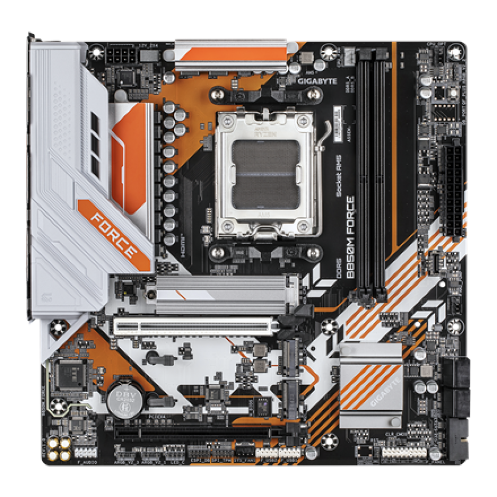 Gigabyte B850M FORCE (rev. 1.0) , Processor family AMD , Processor socket AM5 , DDR5 , Supported hard disk drive interfaces SATA, M.2 , Number of SATA connectors 4