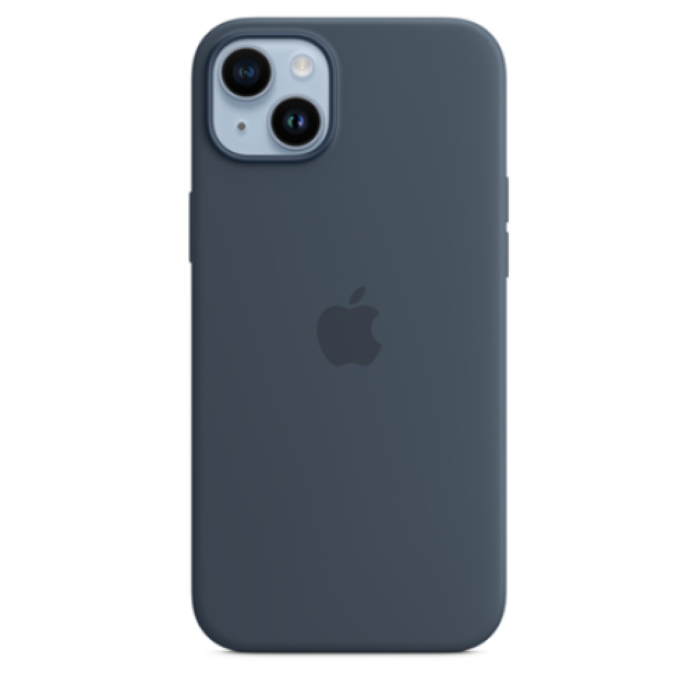 Apple 14 Plus Silicone Case with MagSafe Storm Blue