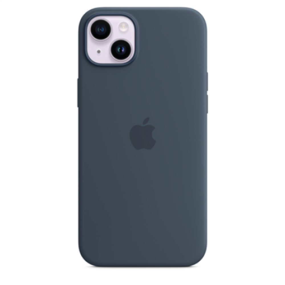 Apple 14 Plus Silicone Case with MagSafe Storm Blue