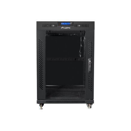 Lanberg , Rack cabinet 19 free-standing 15U/600x600 (flat pack) with glass door, LCD , FF01-6615-12BL , Black