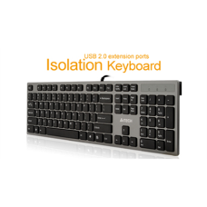 A4Tech keyboard KV-300H, USB (Grey), US layout, Isolation key, 2x USB ports , A4Tech , Keyboard , US , USB 2.0