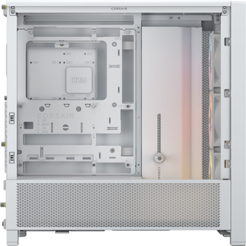 Corsair PC Case , Frame 4000D RS ARGB Modular , White , Mid-Tower , Power supply included No