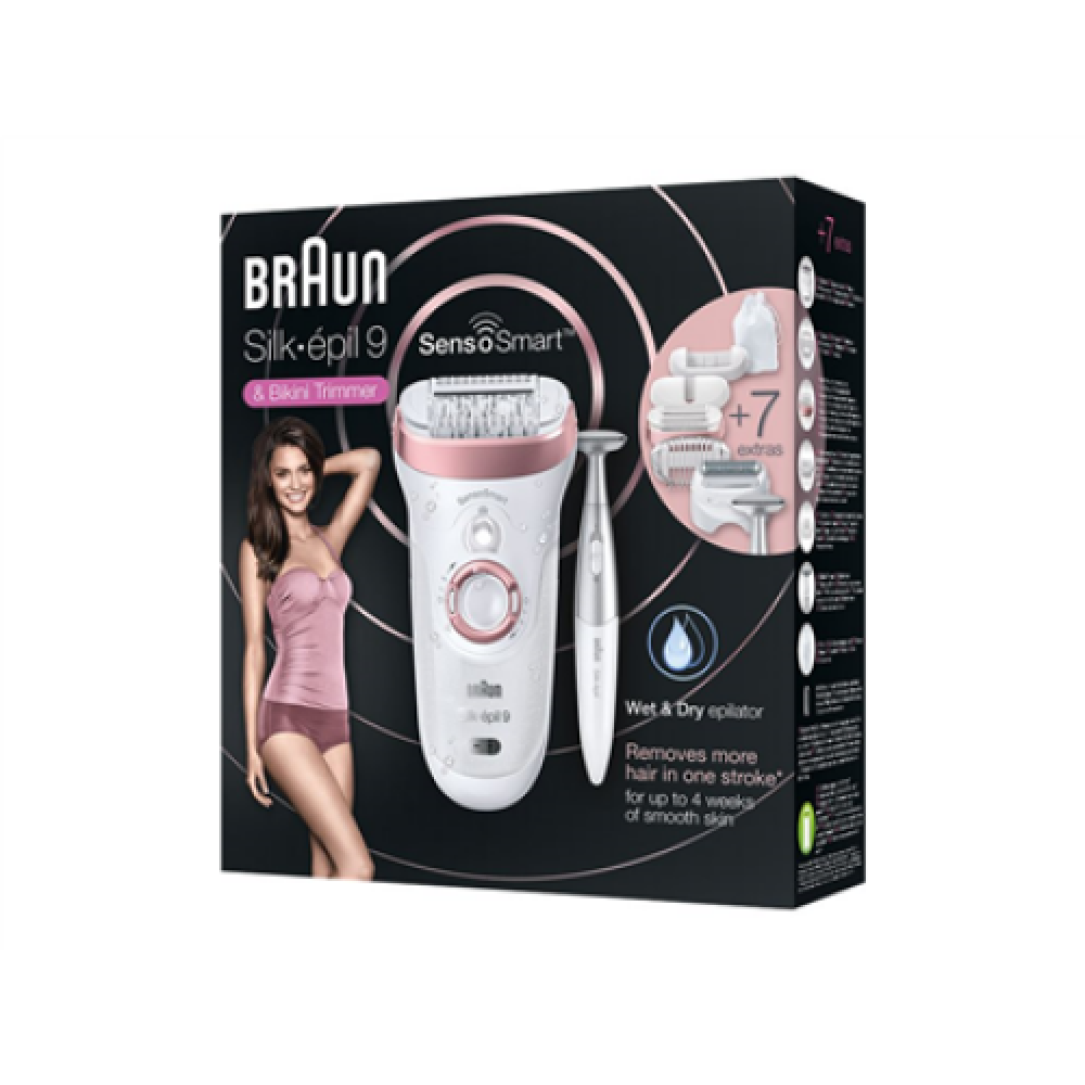Braun , SES 9890 SensoSmart , Epilator , Number of power levels 2 , Wet & Dry , White/Rose