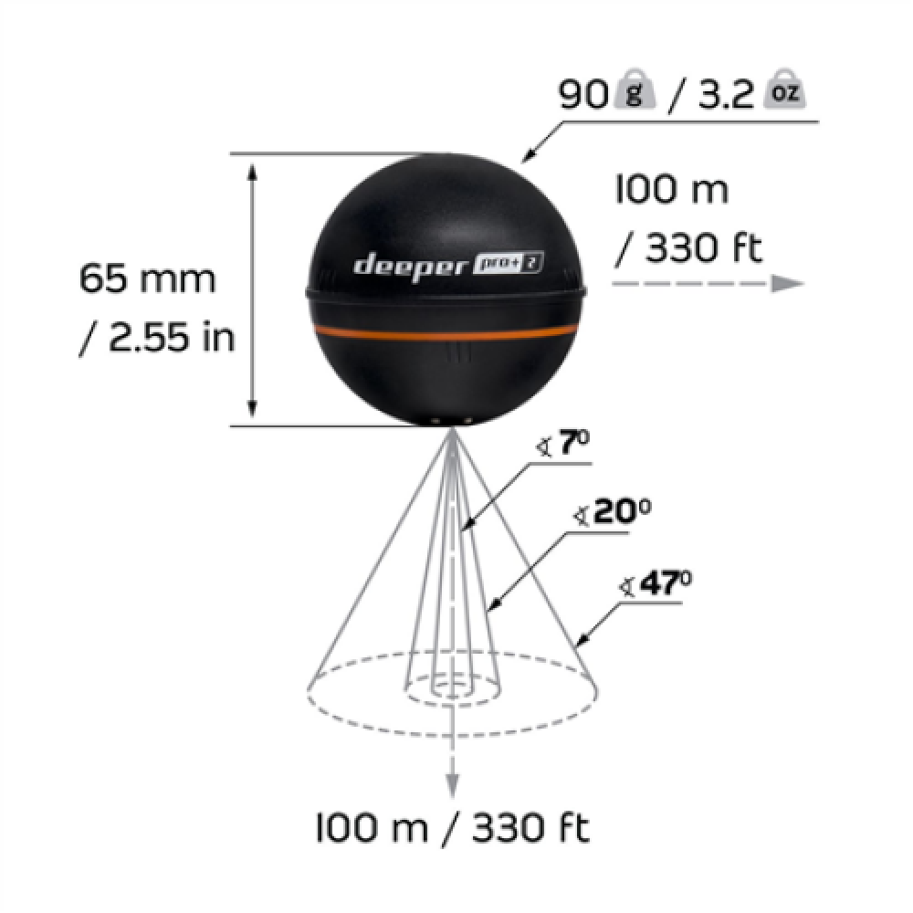 Deeper , Smart Sonar PRO+2 , Sonar , Wi-Fi , Black
