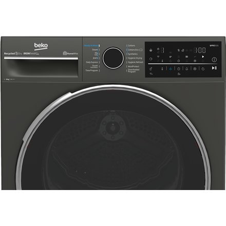 BEKO Dryer Machine , B5T89243M , Energy efficiency class C , Front loading , 9 kg , Heat pump , Digital , Depth 67 cm , Steam function , Black