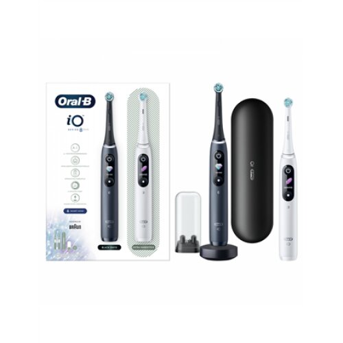 Oral-B , Electric Toothbrush , iO8 Series Duo , Rechargeable , For adults , Number of brush heads included 2 , Number of teeth brushing modes 6 , Black Onyx/White