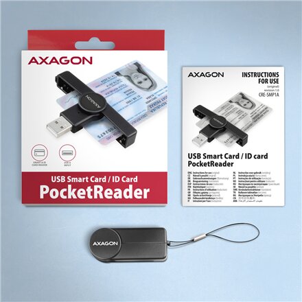 AXAGON Foldable pocket USB-A contact Smart/ID card reader , CRE-SMPA