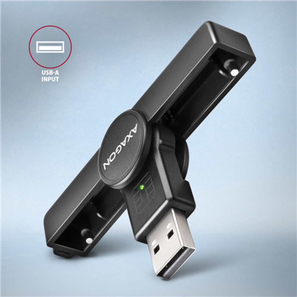 AXAGON Foldable pocket USB-A contact Smart/ID card reader , CRE-SMPA