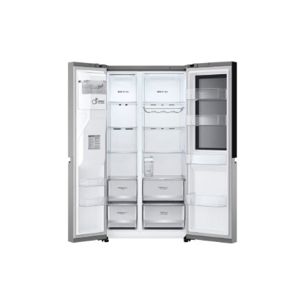 LG Refrigerator , GSGV81PYLL , Energy efficiency class E , Free standing , Side by side , Height 179 cm , Fridge net capacity 416 L , Freezer net capacity 219 L , Display , 36 dB , Silver