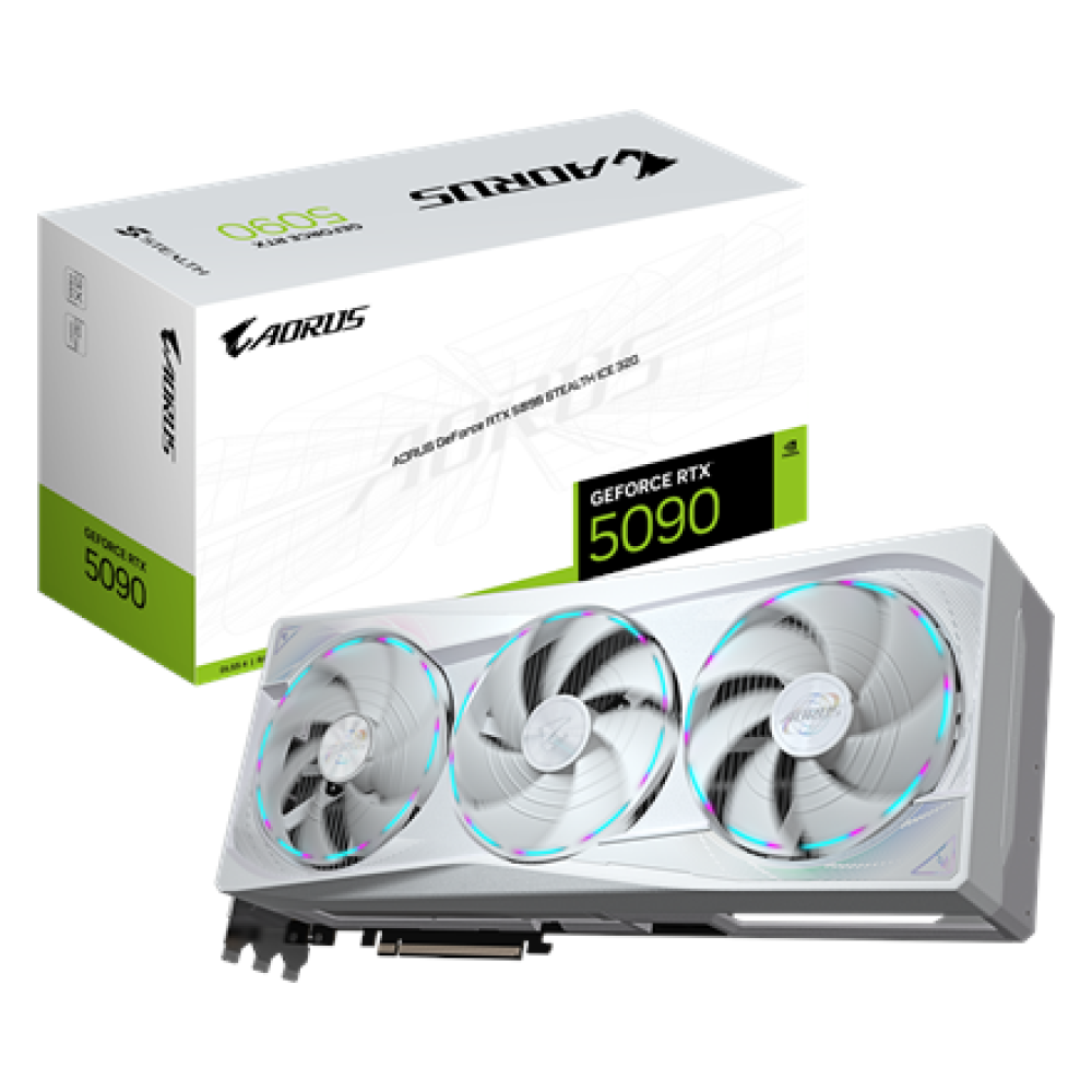 Gigabyte AORUS GeForce RTX 5090 STEALTH ICE 32G , NVIDIA , 32 GB , GeForce RTX 5090 , GDDR7 , HDMI ports quantity 1 , PCI-E 5.0