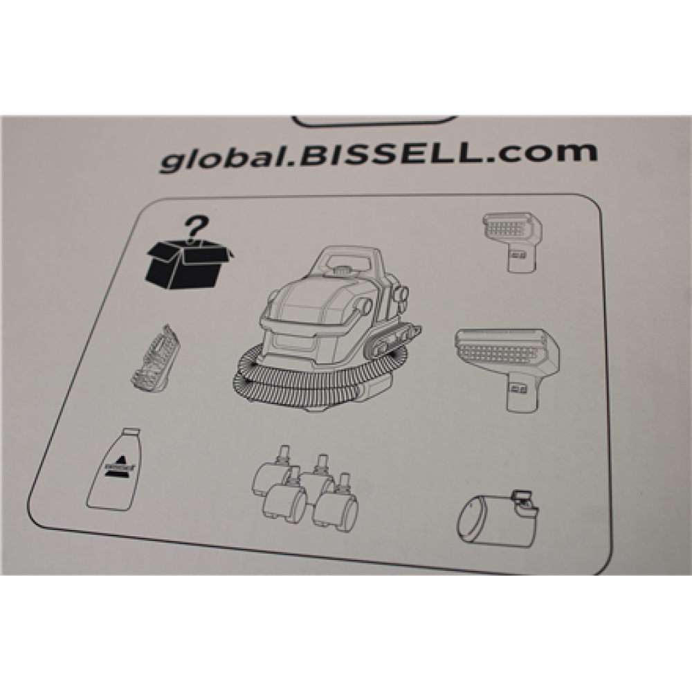 SALE OUT. , Bissell , Portable Carpet and Upholstery Cleaner , SpotClean HydroSteam Pro , Corded operating , Washing function , 1000 W , - V , Black , Warranty 24 month(s) , DAMAGED PACKAGING, USED, DIRTY, MISSING LIQUID BOTTLE, ONE TIP, NO MANUAL