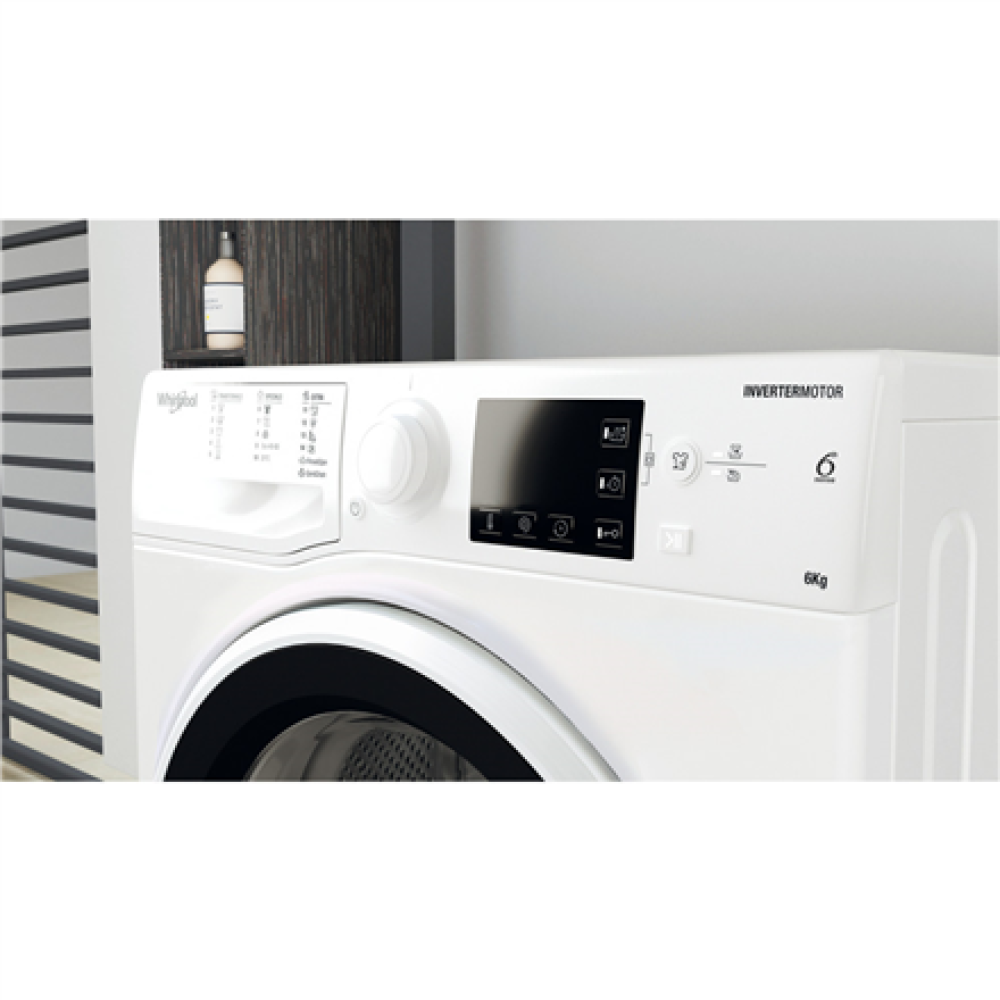 Whirlpool Washing machine , WRBSB 6249 W EU , Energy efficiency class C , Front loading , Washing capacity 6 kg , 1200 RPM , Depth 43 cm , Width 60 cm , LED , White