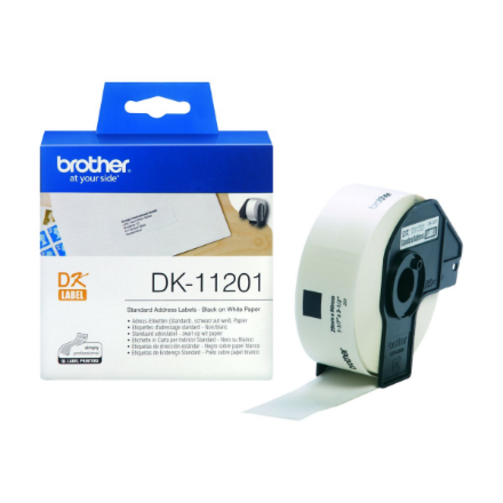 DK11201 Brother , DK-11201 Standard Address Labels , Black, White , DK , 29mm x 90mm