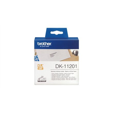 Brother , DK-11201 Standard Address Labels , Black, White , DK , 29mm x 90mm