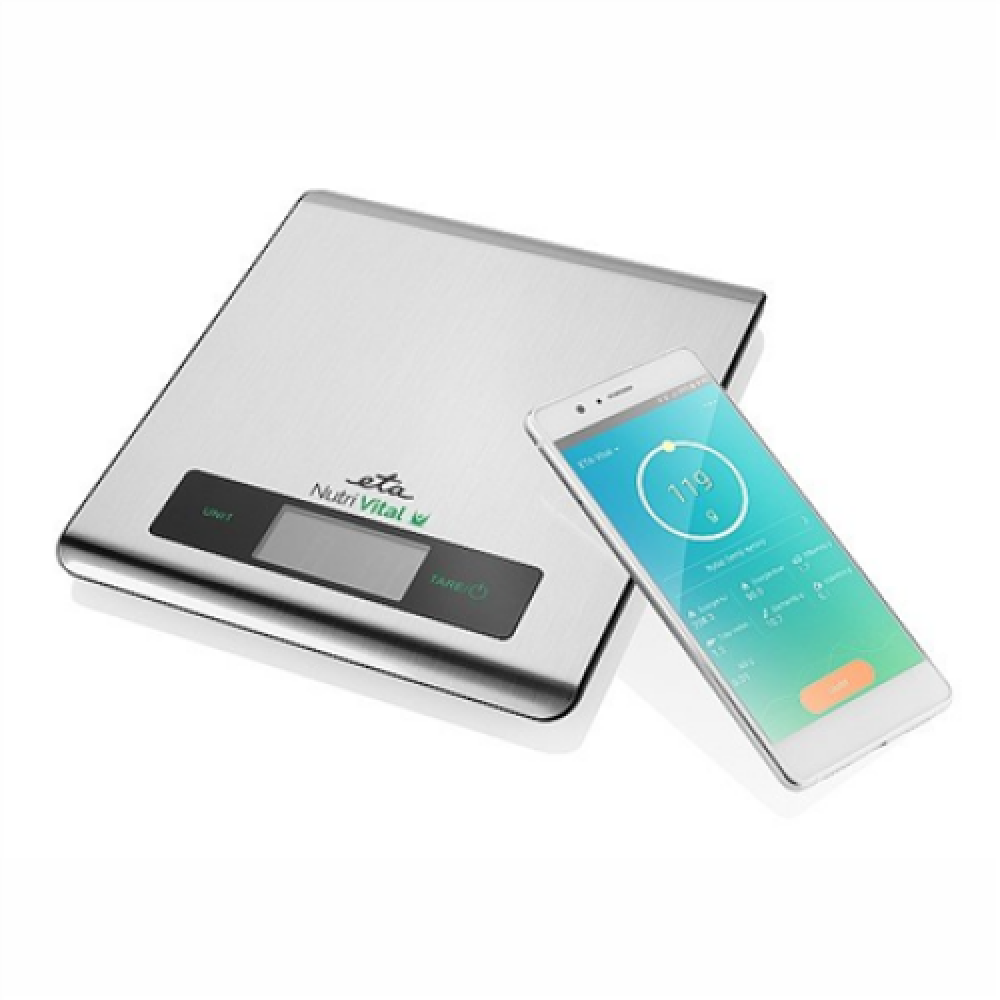 ETA , Kitchen scales with smart application , Nutri Vital , Maximum weight (capacity) 5 kg , Graduation 1 g , Display type LCD , Silver
