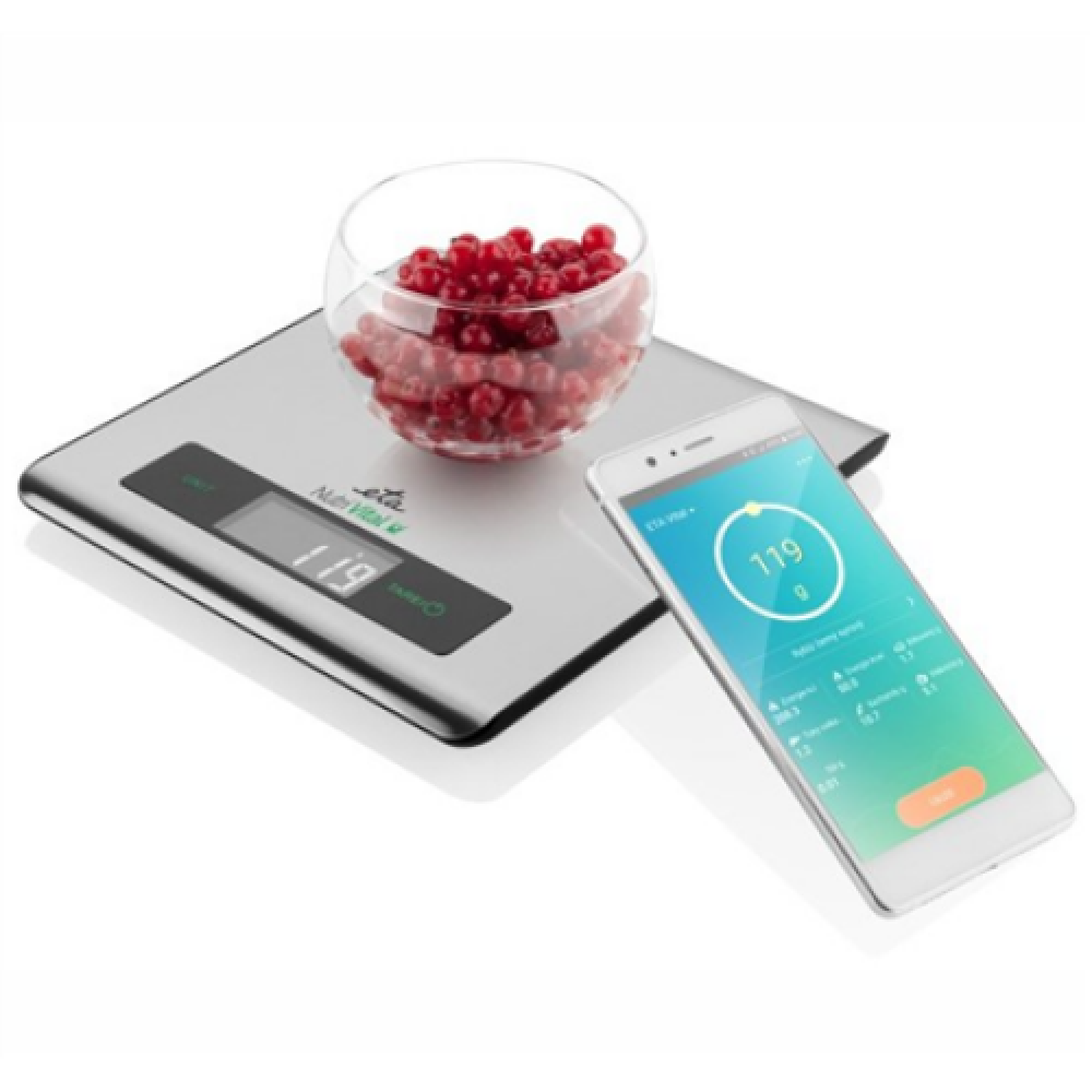 ETA , Kitchen scales with smart application , Nutri Vital , Maximum weight (capacity) 5 kg , Graduation 1 g , Display type LCD , Silver
