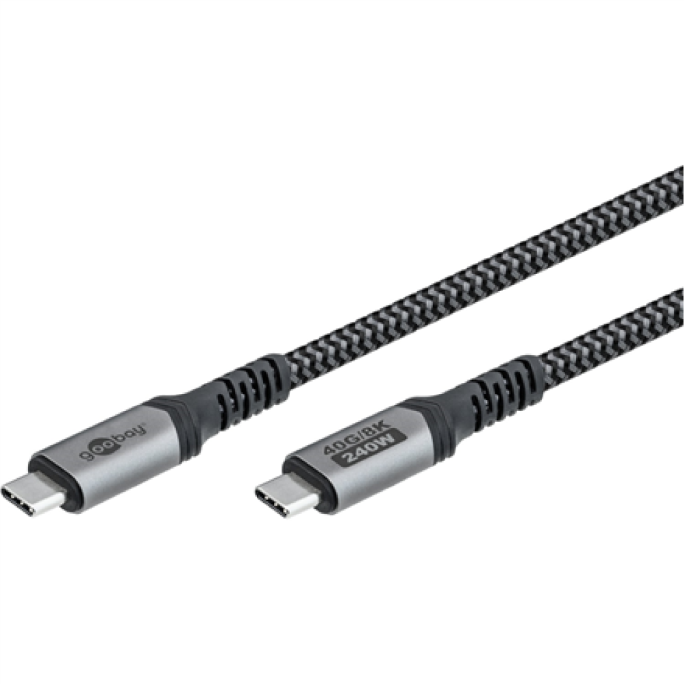 Goobay USB-C Cable, USB4, 1.8 m, bBack/Silver , USB-C to USB-C