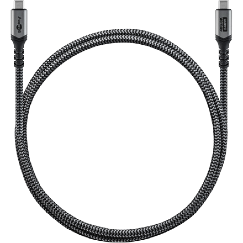 Goobay USB-C Cable, USB4, 1.8 m, bBack/Silver , USB-C to USB-C