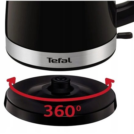 TEFAL , Kettle , KO150F30 Delfini Vision , Electric , 2400 W , 1.5 L , Plastic , 360° rotational base , Black/Stainless steel