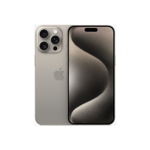 Apple , iPhone 15 Pro Max , Natural Titanium , 6.7 , Super Retina XDR display with ProMotion , 2796 x 1290 pixels , A17 Pro , Internal RAM 8 GB , 512 GB , Dual SIM , Nano-SIM and eSIM , 4G , 5G , Main camera resolution 48+12+12 MP , Secondary camera resol
