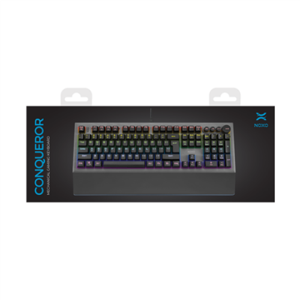 NOXO , Conqueror , Gaming keyboard , Mechanical , EN , Black , Wired , m , 1190 g , Blue Switches