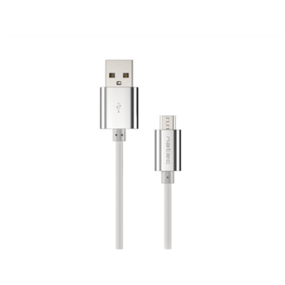 Natec Prati, USB Micro to Type A Cable 1m, Nylon, Silver