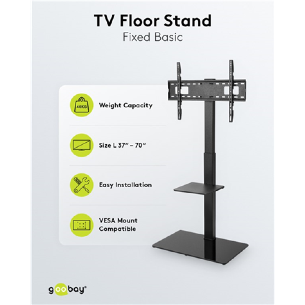 58526 Goobay Floor stand , TV Floor Stand Basic, Size L , Swivel , 37-70 , Maximum weight (capacity) 40 kg , Black