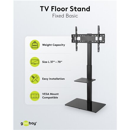 Goobay Floor stand , TV Floor Stand Basic, Size L , Swivel , 37-70 , Maximum weight (capacity) 40 kg , Black