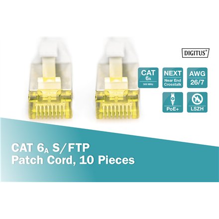 Digitus , CAT 6A S/FTP patch cable, 10 pieces , DK-1644-A-010-10 , S/FTP , Gray