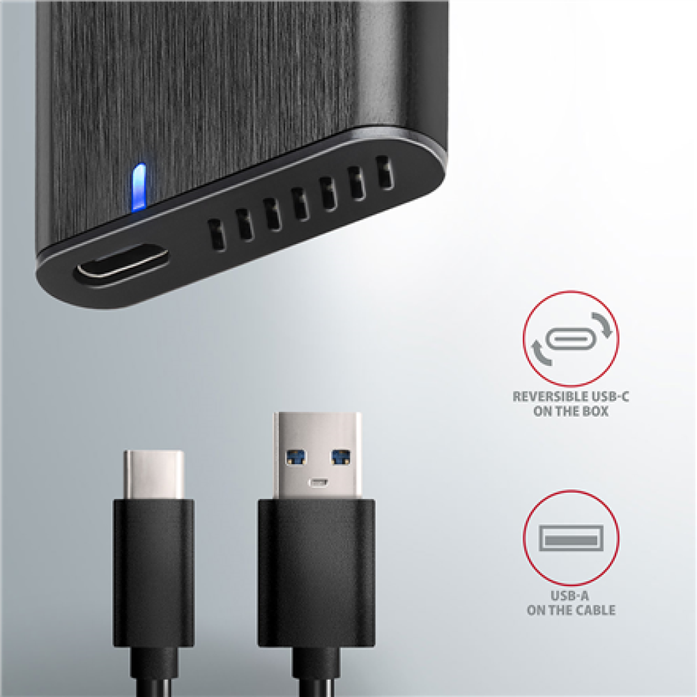 AXAGON External USB-C 3.2 Gen 2 metal box for M.2 SATA SSD disks , EEM2-SBC
