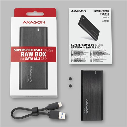 AXAGON External USB-C 3.2 Gen 2 metal box for M.2 SATA SSD disks , EEM2-SBC