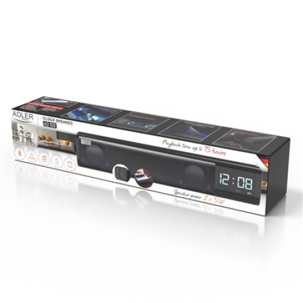 Adler , Clock Speaker , AD 1191 , Bluetooth , Black , Portable , Wireless connection