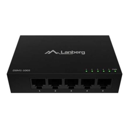 Lanberg , Switch 5x1GB/s Unmanagment Gigabit Ethernet Desktop 12V metal case , DSM1-1005 , Unmanaged , Desktop