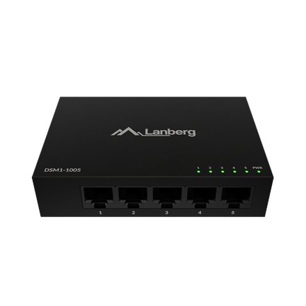 Lanberg , Switch 5x1GB/s Unmanagment Gigabit Ethernet Desktop 12V metal case , DSM1-1005 , Unmanaged , Desktop