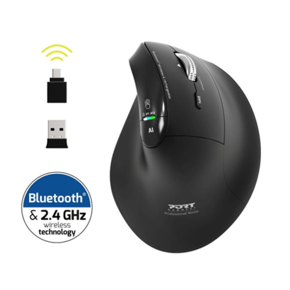 PORT CONNECT Mouse , ERGO AUDITOR , Wireless , Bluetooth, 2.4 GHz , Black