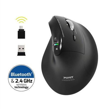 PORT CONNECT Mouse , ERGO AUDITOR , Wireless , Bluetooth, 2.4 GHz , Black