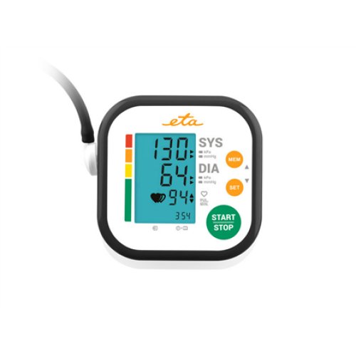 ETA , Upper Arm Blood Pressure Monitor , ETA229790000 , Memory function , Number of users 2 user(s) , 4 , Suitable for home use. Measurement of systolic and diastolic pressure, pulse. Oscillometric measurement method. Display of measured values ​​on LCD. 