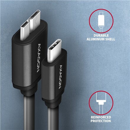 AXAGON , Data and power suply cable, 1 m , BUMM3-CM10AB , USB Type C to USB Type Micro-B